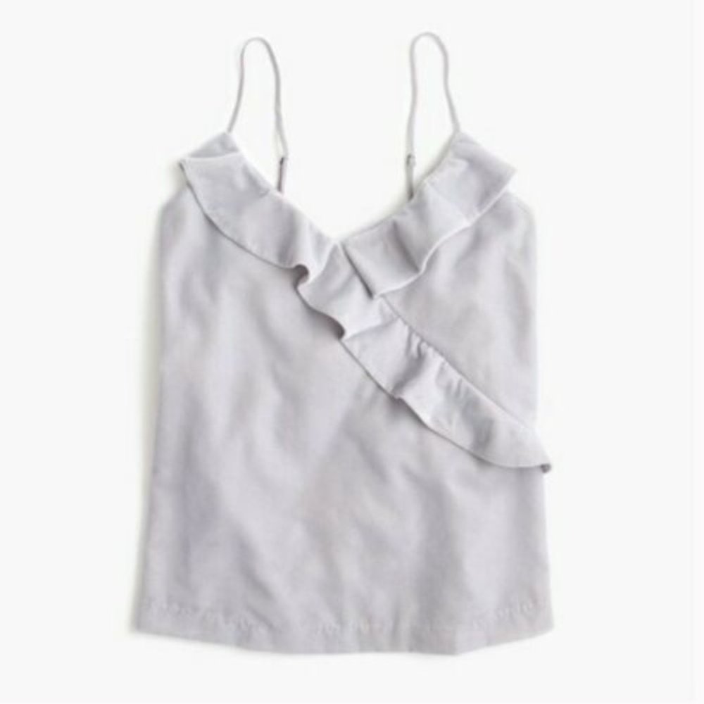 Jcrew Crushed Ruffle Velvet Tank Grey